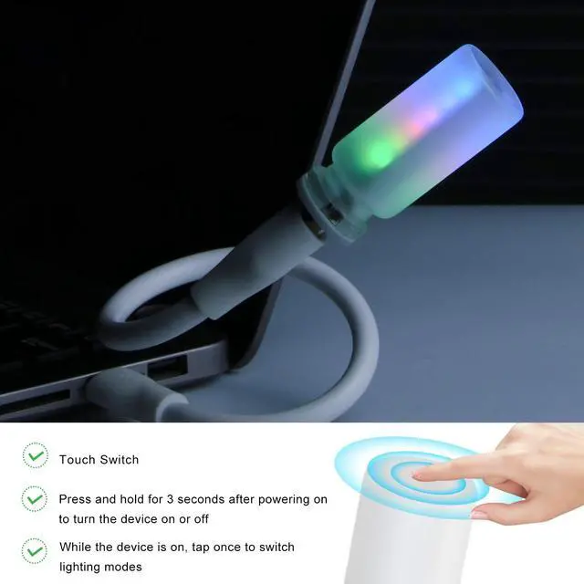 Alt view image 4 of 6 - Car USB Light, Plug-in Retro LED Filament Lamp Touch Dimmable Car Ambient Lighting, Portable Mini Glass Bottle LED Bulb Night Lights for Vehicle Interior, Bedroom, Hallway (Matte)