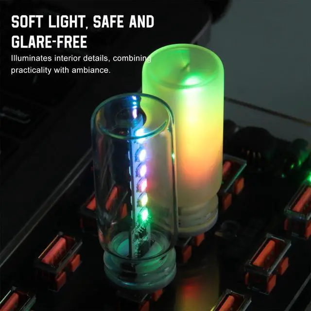 Alt view image 6 of 6 - Car USB Light, Plug-in Retro LED Filament Lamp Touch Dimmable Car Ambient Lighting, Portable Mini Glass Bottle LED Bulb Night Lights for Vehicle Interior, Bedroom, Hallway (Matte)