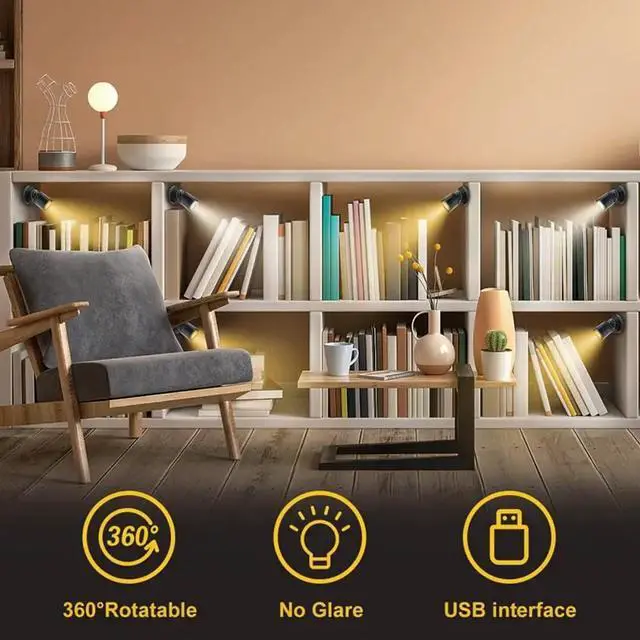 Alt view image 7 of 7 - USB Powered Mini Spotlights for Displays 2-Pack 5V Small LED Spot Lights Indoor, 7 Color Options, Compact USB Spotlight for Display Cases, Shelves, Cabinets, and Artwork (2PACK White Light)