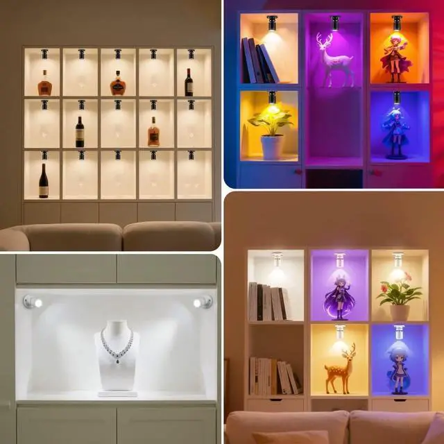 Alt view image 6 of 7 - USB Powered Mini Spotlights for Displays 2-Pack 5V Small LED Spot Lights Indoor, 7 Color Options, Compact USB Spotlight for Display Cases, Shelves, Cabinets, and Artwork (2PACK White Light)