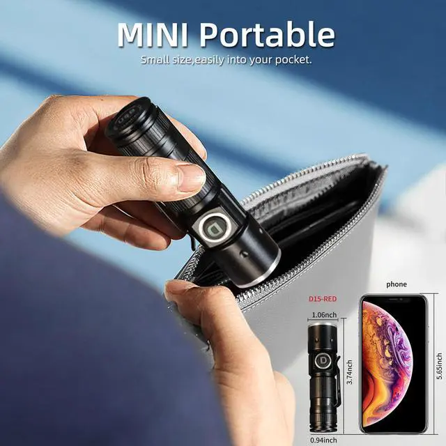 Alt view image 5 of 6 - Redlight Flashlight Rechargeable USB, LED Mini Red Light Flashlights Focus Adjustable, Flash Light Portable with Pocket Clip for Fishing, Beekeeping, Hunting, Night Astrophotography