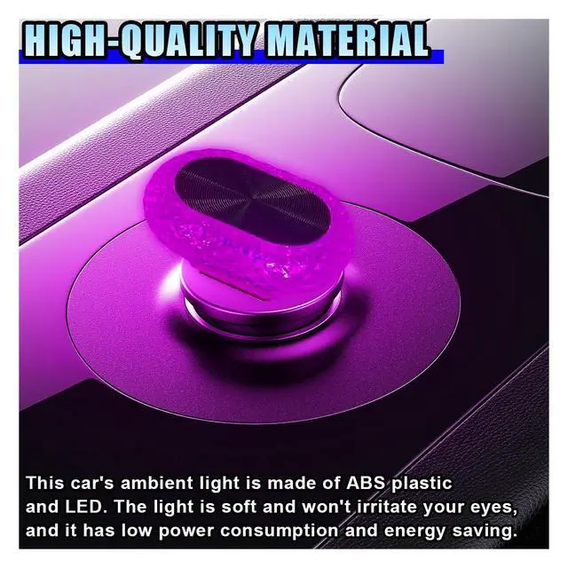 Alt view image 3 of 6 - 2PCS USB LED Car Interior Night Light, Crystal Mini Decoration Neno Ambient Light Car Interior Atmosphere Lamp, Plug-in USB Interface Auto Trunk Ambient Lighting Kit Universal for Cars (Pink/Purple)