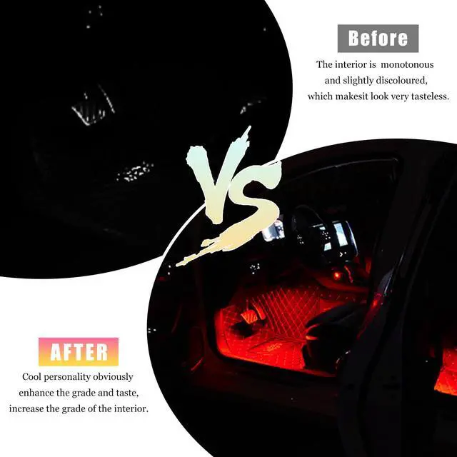 Alt view image 6 of 6 - 4 PCS USB LED Car Interior Atmosphere Lamp, Portable Plug-in 5V USB Car LED Interior Lighting Night Lamp, Mini U SB Ambient Lighting Decor for Home C ar Laptop Keyboard (Red)