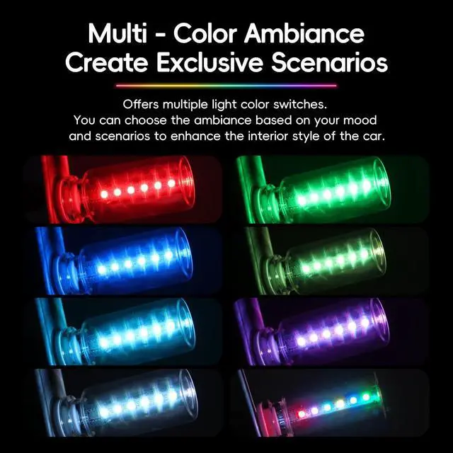 Alt view image 3 of 6 - 2PCS 7 Colors Car USB Lights,Mini Car USB Night Light Touch Dimmable Led Filament Lamp,Portable Glass Bottle USB Light Bulb for Vehicle,Bedroom,Hallway, Camping,Plug and Play