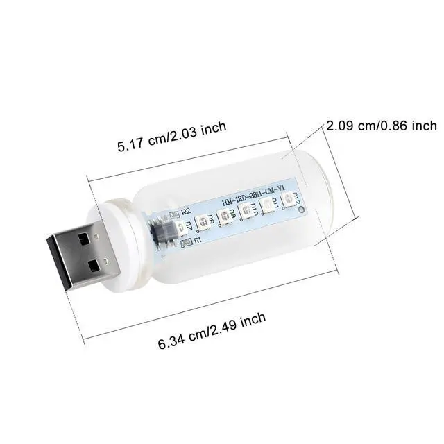 Alt view image 6 of 6 - 2PCS 7 Colors Car USB Lights,Mini Car USB Night Light Touch Dimmable Led Filament Lamp,Portable Glass Bottle USB Light Bulb for Vehicle,Bedroom,Hallway, Camping,Plug and Play
