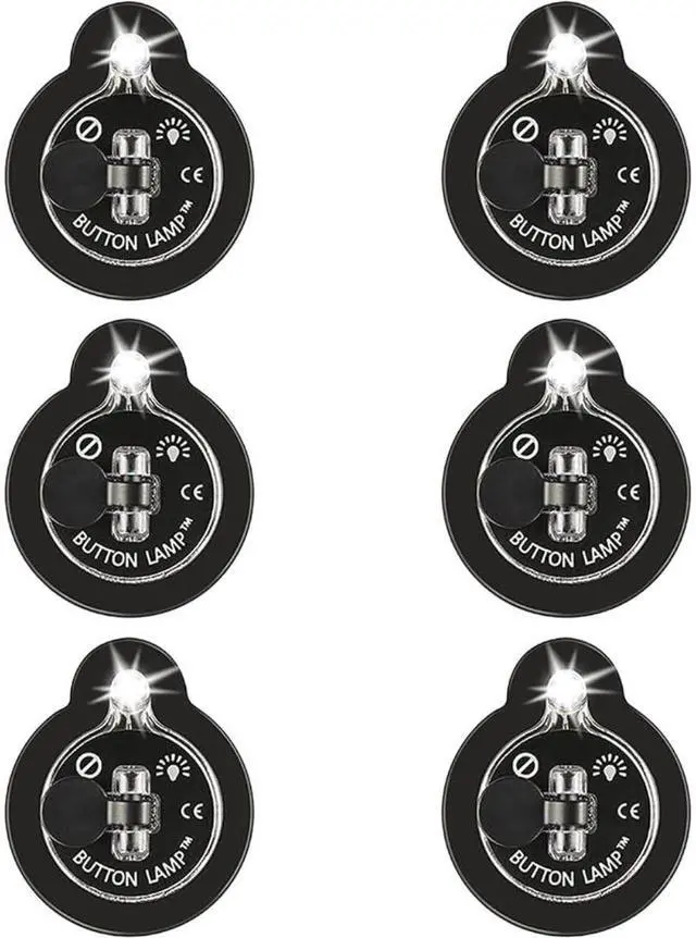 Main image of Button LAMP Adhesive LEDs Light Package - Lightweight, Ultra Small, Ultra Bright LED Utility Lights (6 Pack)