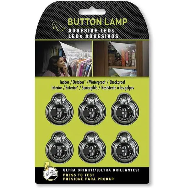 Alt view image 2 of 7 - Button LAMP Adhesive LEDs Light Package - Lightweight, Ultra Small, Ultra Bright LED Utility Lights (6 Pack)