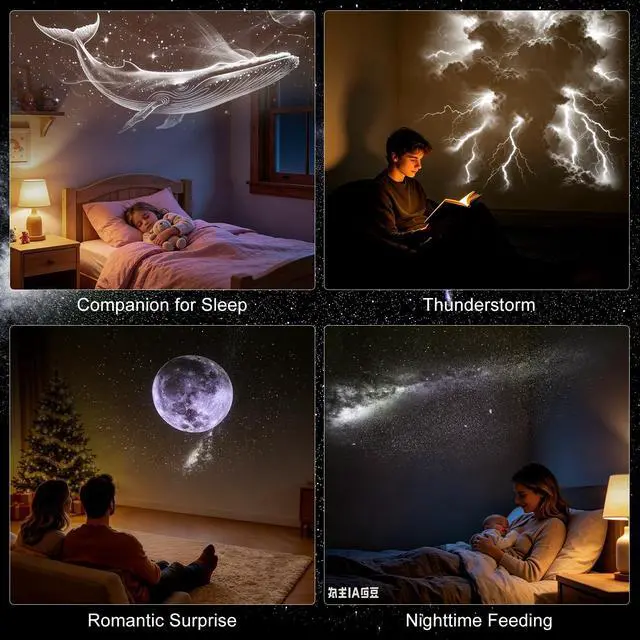 Alt view image 7 of 7 - 2-in-1 Galaxy Projector Night Light,USB Star Projector with Adjustable Brightness,Mini LED Wall Projection Lamp,360° Rotation Mini Galaxy Light Projector for Bedroom Ceiling Wall Room Deco