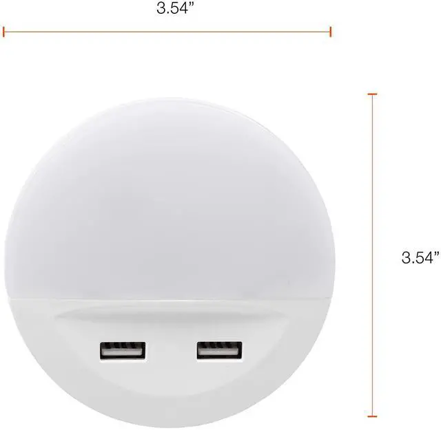 Alt view image 7 of 7 - Sylvania LED Night Light with Dual USB Ports, 22 Year, Dusk to Dawn, Frosted Finish, 3000K, Warm White - (Pack of 1)(65005)
