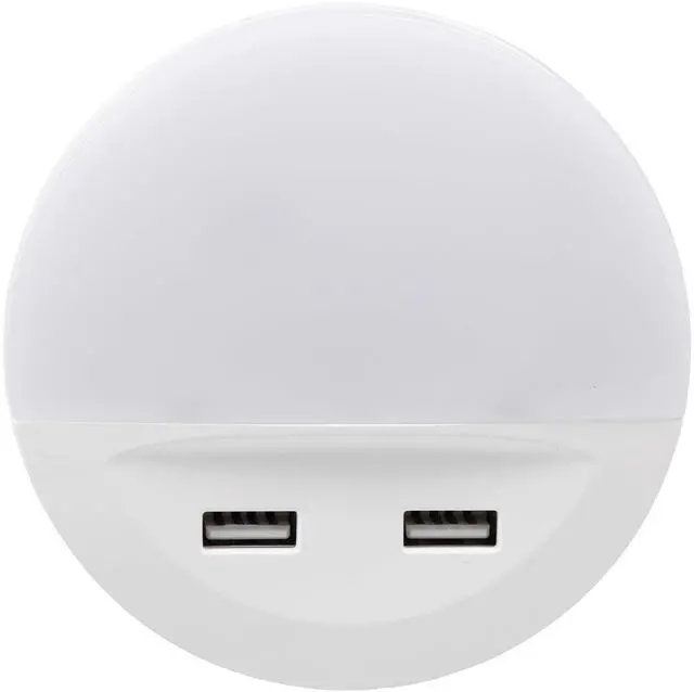 Alt view image 3 of 7 - Sylvania LED Night Light with Dual USB Ports, 22 Year, Dusk to Dawn, Frosted Finish, 3000K, Warm White - (Pack of 1)(65005)