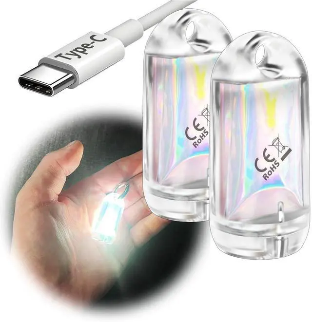 Main image of USB Mini LED Lantern, 2 Pack Waterproof EDC Keychain LED Flashlight for Camping, Type-C Rechargeable Battery Small Stick Lamp Puck Dog Collar Torch Light (White+Red)