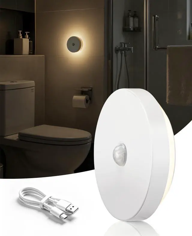 Main image of Rechargeable Night Light, Motion Sensor Battery Operated Nightlight, Magnetic Stick-On LED Puck Light, Wireless Night Lights for Bathroom, Hallway, Stairs, Bedroom, Closet
