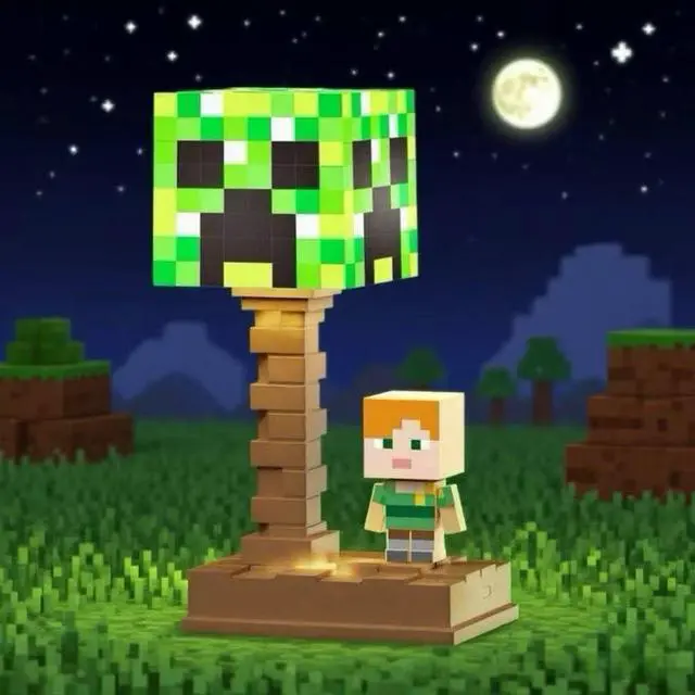 Main image of Pixel LED Night Light, 5-Color Adjustable, Pixel Game Desktop Ambient Light, Touch Control Bedside Atmosphere Light, USB Powered, Perfect Bedroom Decoration and Gift for Gamers. (Creeper)