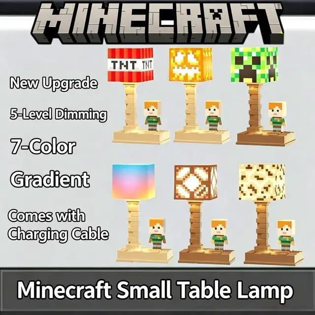 Alt view image 4 of 5 - Pixel LED Night Light, 5-Color Adjustable, Pixel Game Desktop Ambient Light, Touch Control Bedside Atmosphere Light, USB Powered, Perfect Bedroom Decoration and Gift for Gamers. (Creeper)