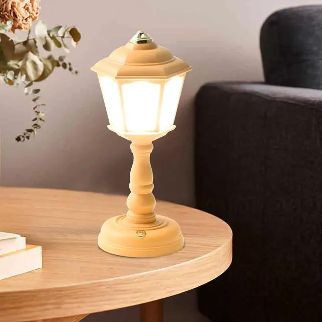 Alt view image 5 of 7 - Mini Vintage LED Desk Lamp - Dimmable Table Reading Light with USB Charging Port, Sensitive Control, Eye-Caring Office Lighting - Beautiful Decorative (Yellow)