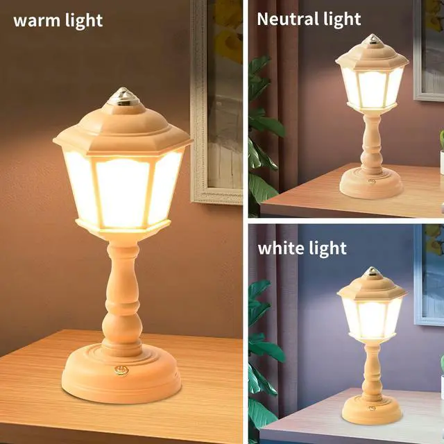 Alt view image 3 of 7 - Mini Vintage LED Desk Lamp - Dimmable Table Reading Light with USB Charging Port, Sensitive Control, Eye-Caring Office Lighting - Beautiful Decorative (Yellow)