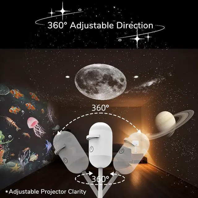 Alt view image 4 of 7 - 2-in-1 Galaxy Projector Night Light, Galaxy Light Projector Adults, USB Portable Galaxy Star Projector Night Light for Car and Bedroom, Mini LED Nightlight Wall Lamp (3 Projection Films)