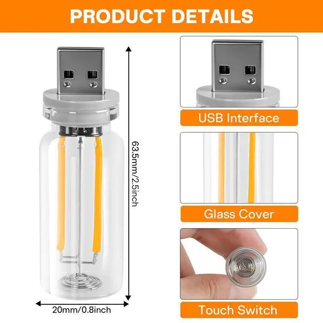 Alt view image 7 of 7 - 2PCS USB LED Lights for Car Interior, Mini Ambient Lighting Car Interior Lights, Touch Control Car USB Light, Decorative Night Light for Vehicle Bedroom Camping(Blue)
