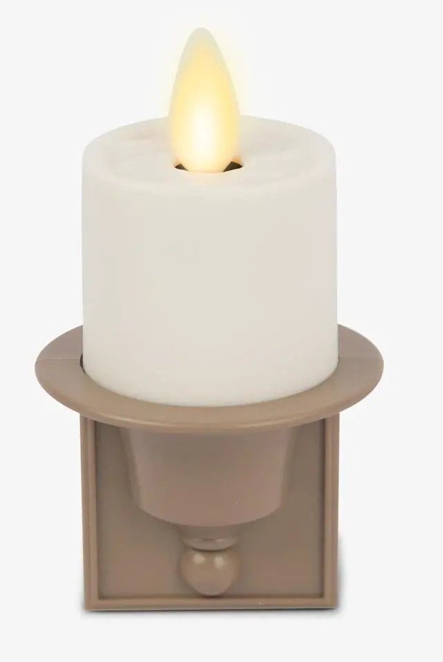 Main image of Flameless Candle Nightlight w/Dusk to Dawn Light Dark Auto Sensor, Timeless Taupe Wall Plug Indoor Night LED Light w/Real-Flame Effect Technology, Bathroom Bedroom Hallway, No Remote Needed