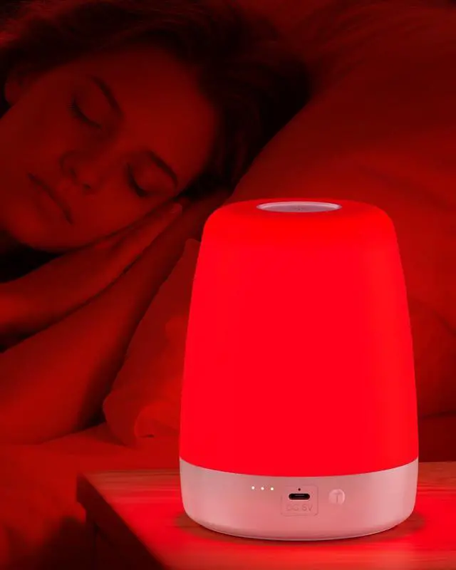 Main image of Red Light Night Light Lamp for Sleep, 670nm Wavelength, 2 Color and 3 Brightness Options,Touch Control Red Light for Sleep Lamp for Adults & Kids Bedroom Use, Memory Function,2H Timer