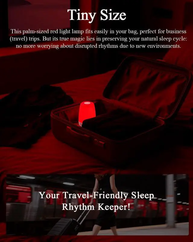 Alt view image 5 of 7 - Red Light Night Light Lamp for Sleep, 670nm Wavelength, 2 Color and 3 Brightness Options,Touch Control Red Light for Sleep Lamp for Adults & Kids Bedroom Use, Memory Function,2H Timer