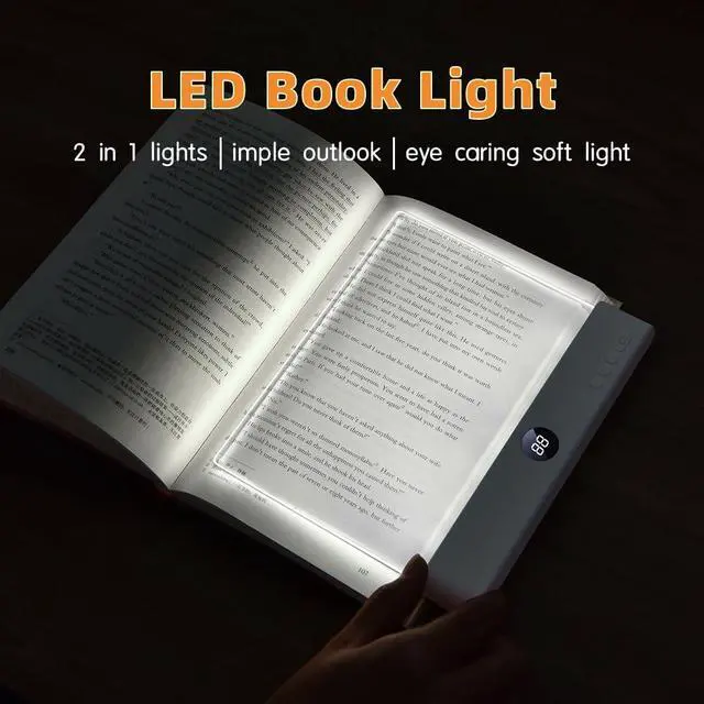 Alt view image 2 of 7 - LED Book Light and Night Light 2 in 1, 3 Color Temperatures & Stepless Dimming, USB Rechargeable Reading Light with Timer for Night Reading (White)