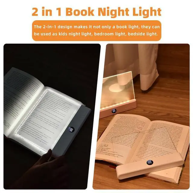 Alt view image 5 of 7 - LED Book Light and Night Light 2 in 1, 3 Color Temperatures & Stepless Dimming, USB Rechargeable Reading Light with Timer for Night Reading (White)