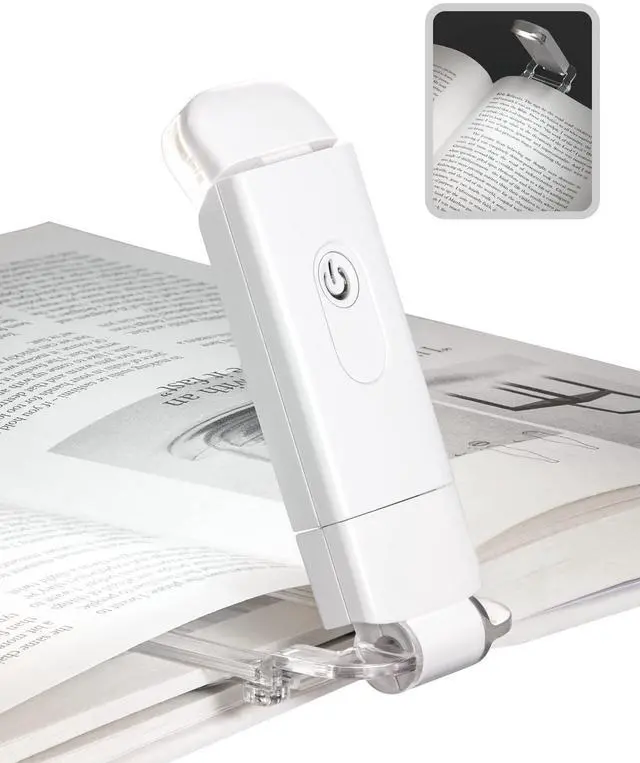 Main image of Book Reading Light with Clip, USB Rechargeable Booklight for Reading in Bed, Eye Care LED Book Lamp for Kids, Bookworms,2 Brightness Levels (White)