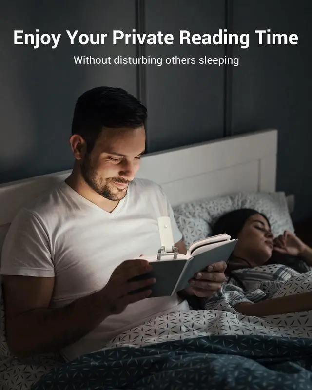 Alt view image 6 of 7 - Book Reading Light with Clip, USB Rechargeable Booklight for Reading in Bed, Eye Care LED Book Lamp for Kids, Bookworms,2 Brightness Levels (White)