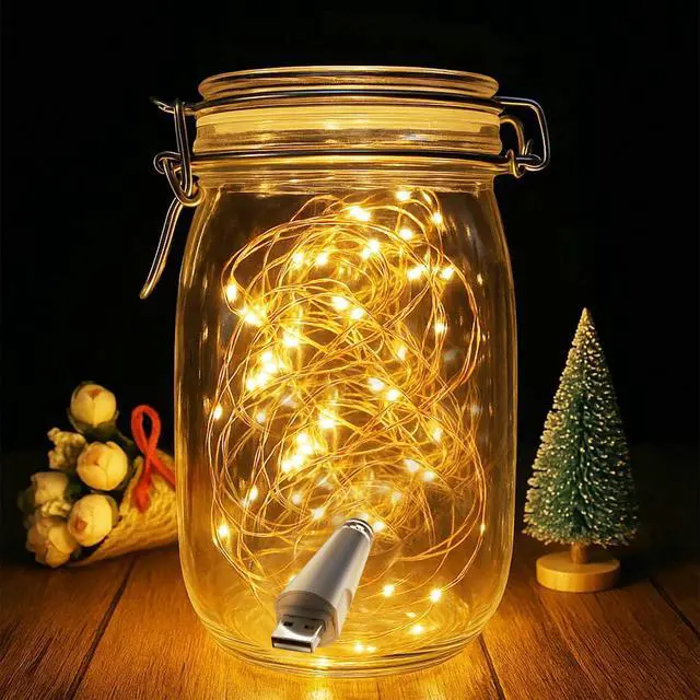 Alt view image 5 of 7 - Rechargeable Fairy Lights - 7ft 20 LED String Lights, USB Rechargeable Battery Operated Twinkle Light for Mason Jars Wedding Decor Centerpiece Table Decorations Christmas