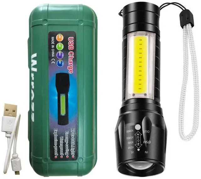 Main image of Led Flashlight Rechargeable USB Mini Torch Light, Ultra Brightest Small Flash Light Handheld Pocket Compact Portable Tiny Lamp with Side Lantern, High Powered Tactical Travel Flashlights 1 Pack
