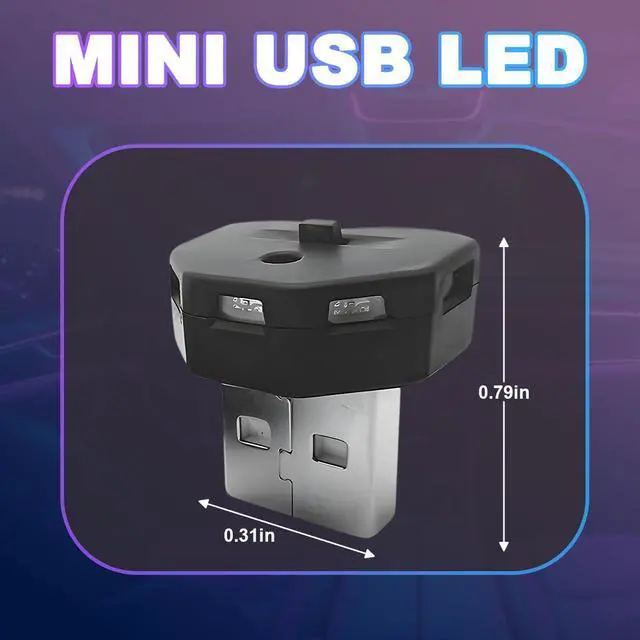 Alt view image 2 of 6 - 2PCS USB LED Car Interior Atmosphere Lamp, Portable Mini Vehicle Ambient Lighting Kit, Plug-in USB Interface Automotive Night Light Decor Accessories, Universal Fit