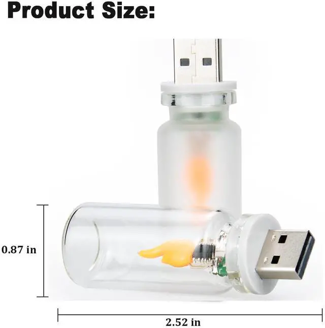 Alt view image 2 of 7 - 2 PCS USB LED Flame Lights-Mini Plug-in Vehicle Ambient Lamp with Remote Control&Timer,Mini Retro Glass Ambient Night Lights for Car, Home, Camping, Parties&Christmas Decor(Flame,Transparent)