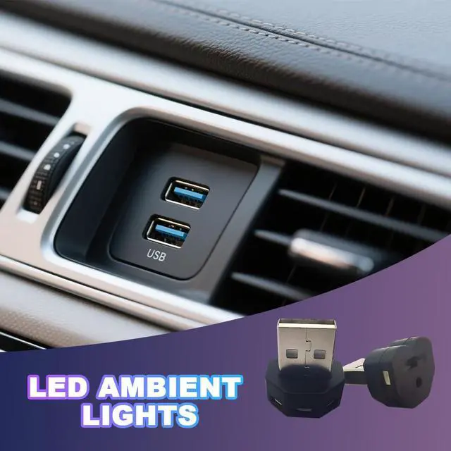 Alt view image 6 of 6 - 2PCS USB LED Car Interior Atmosphere Lamp, Portable Mini Vehicle Ambient Lighting Kit, Plug-in USB Interface Automotive Night Light Decor Accessories, Universal Fit