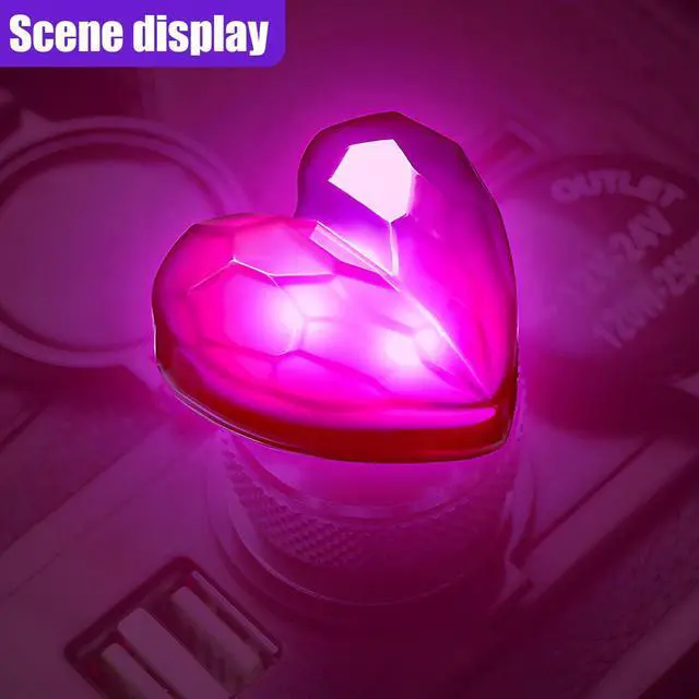 Alt view image 6 of 6 - USB LED Car Interior Atmosphere Lamp, Heart Shape Mini Ambient Light, Plug-in USB Portable Automotive Night Lights, Universal Decorative Lamp Accessory for Cars Bedroom Hallway (Pink)