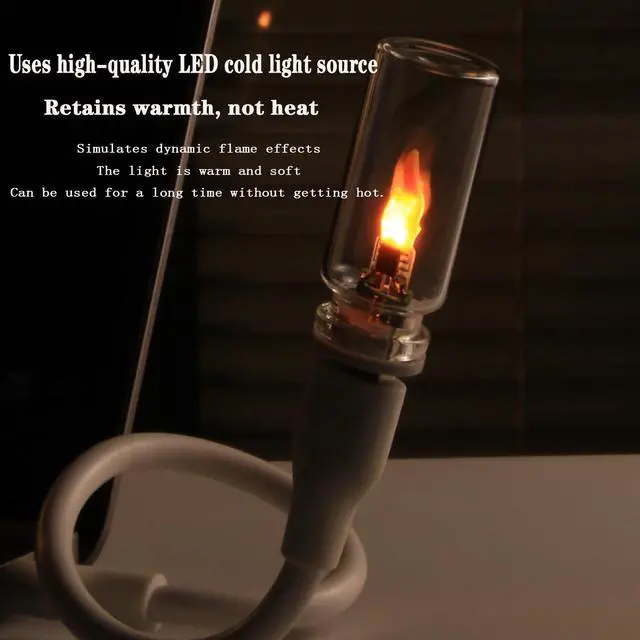 Alt view image 5 of 7 - 2 PCS USB LED Flame Lights-Mini Plug-in Vehicle Ambient Lamp with Remote Control&Timer,Mini Retro Glass Ambient Night Lights for Car, Home, Camping, Parties&Christmas Decor(Flame,Transparent)