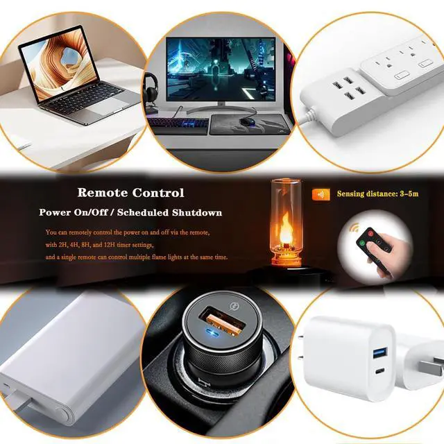Alt view image 7 of 7 - 2 PCS USB LED Flame Lights-Mini Plug-in Vehicle Ambient Lamp with Remote Control&Timer,Mini Retro Glass Ambient Night Lights for Car, Home, Camping, Parties&Christmas Decor(Flame,Transparent)