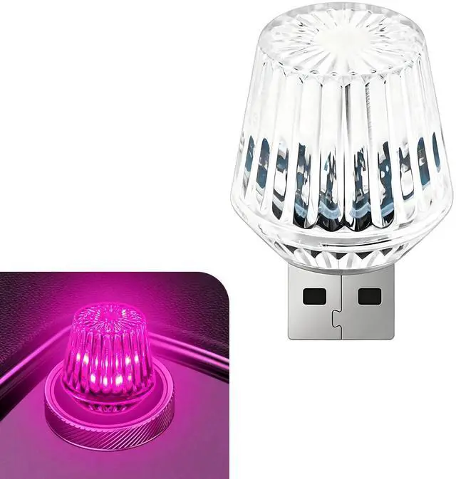 Main image of USB LED Car Interior Atmosphere Lamp, Plug and Play Compact Night Ambient Light, Portable Mini Atmosphere Lamp, Automotive Dashboard Decoration Accessories for Most Cars (Pink)
