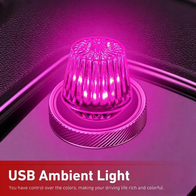 Alt view image 7 of 7 - USB LED Car Interior Atmosphere Lamp, Plug and Play Compact Night Ambient Light, Portable Mini Atmosphere Lamp, Automotive Dashboard Decoration Accessories for Most Cars (Pink)