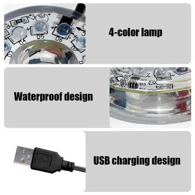 Alt view image 2 of 7 - LED Aquarium Light, Colorful Submersible LED Light Waterproof USB Underwater Light for Aquarium Fish Tank
