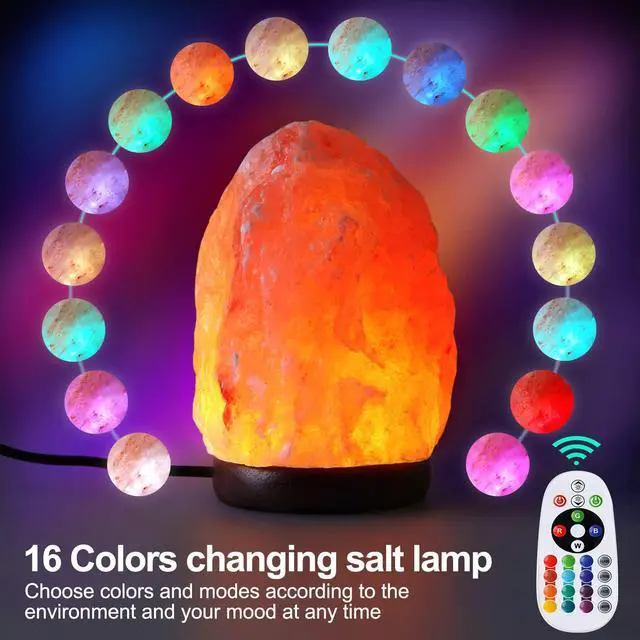 Alt view image 2 of 7 - 5.5 Inch Himalayan Salt Lamp Night Light with Remote Control, Upgraded 16 Colors Changing & 4 Light Modes LED USB Salt Rock Lamp, Natural Crystal Pink Mini Small Salt Lamp for Home Decor