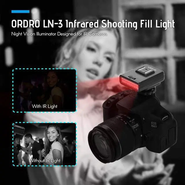 Alt view image 2 of 7 - LN-3 Studio IRLight LED Light USB Rechargeable Infrared Night Vision Infrared Illuminator Replacement Compatible with DSLR Camera Photography Lighting Accessory