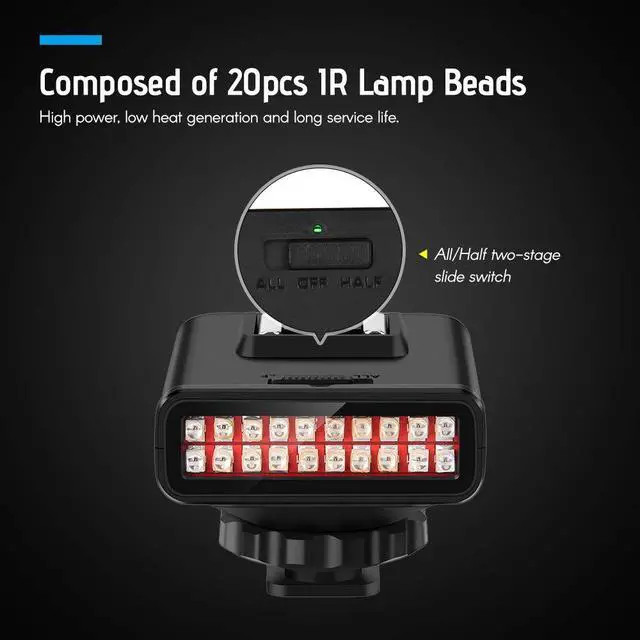 Alt view image 4 of 7 - LN-3 Studio IRLight LED Light USB Rechargeable Infrared Night Vision Infrared Illuminator Replacement Compatible with DSLR Camera Photography Lighting Accessory