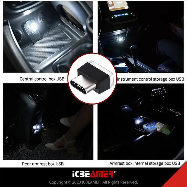 Alt view image 6 of 7 - Type C Adapters Atmosphere Light 1-Pack (White) | Universal Plug-in Miniature LED Night Light for Car Interior and Trunk Ambient Lighting, Easy Installation, Energy Efficient