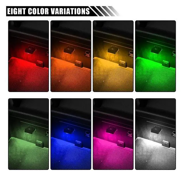 Alt view image 6 of 6 - 2 Pcs Mini USB LED Ambient Light, Adjustable 8 Colors RGB Dynamic Gradient Brightness, Car USB Type C Interior Atmosphere Lamp, Replace Lighting Parts for Laptop Keyboard Night Home Office Decoration