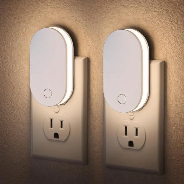 Main image of Night Lights Plug into Wall 2Pack LED Plug in Night Light with Dusk to Dawn Light Sensor, 1W 3000K Dimmable NightLight for Bathroom Hallway Bedroom Kids Room