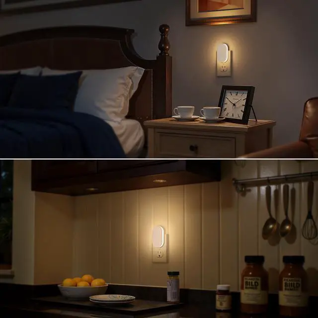 Alt view image 6 of 7 - Night Lights Plug into Wall 2Pack LED Plug in Night Light with Dusk to Dawn Light Sensor, 1W 3000K Dimmable NightLight for Bathroom Hallway Bedroom Kids Room