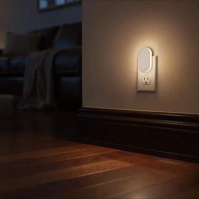 Alt view image 7 of 7 - Night Lights Plug into Wall 2Pack LED Plug in Night Light with Dusk to Dawn Light Sensor, 1W 3000K Dimmable NightLight for Bathroom Hallway Bedroom Kids Room