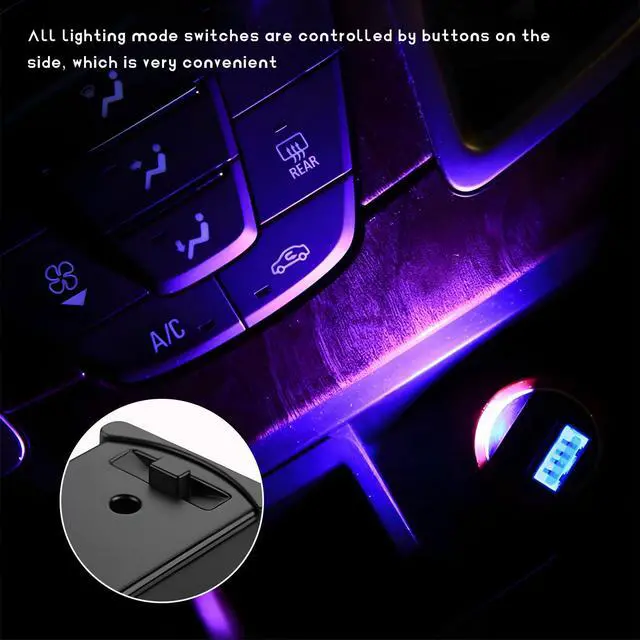 Alt view image 5 of 6 - USB Type C LED Ambient Light, 8 Colors RGB Car Atmosphere Lamp Adjustable Brightness LED Light, Mini 5V Plug-in Night Lamp Interior Decoration for Vehicle Home Office
