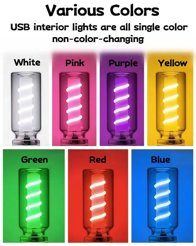 Alt view image 3 of 7 - Car USB Night Light, Touch Dimmable Retro LED Filament Lamp, Mini USB Ambient Light for Vehicle Interior, Bedroom, Desk and Camping, 2 Pack, Green